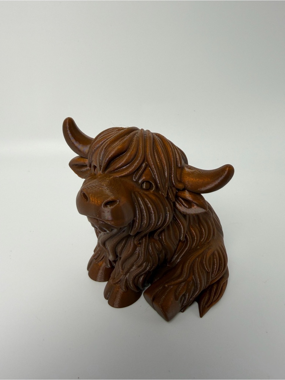 3D Printed Brown Highland Cow Figurine